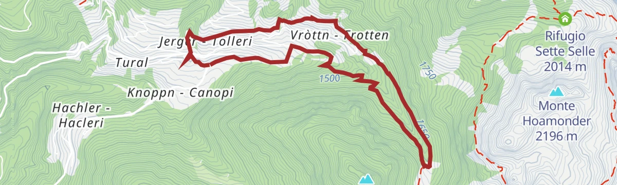 Route map: The Fersina falls / Bòsserspring trail